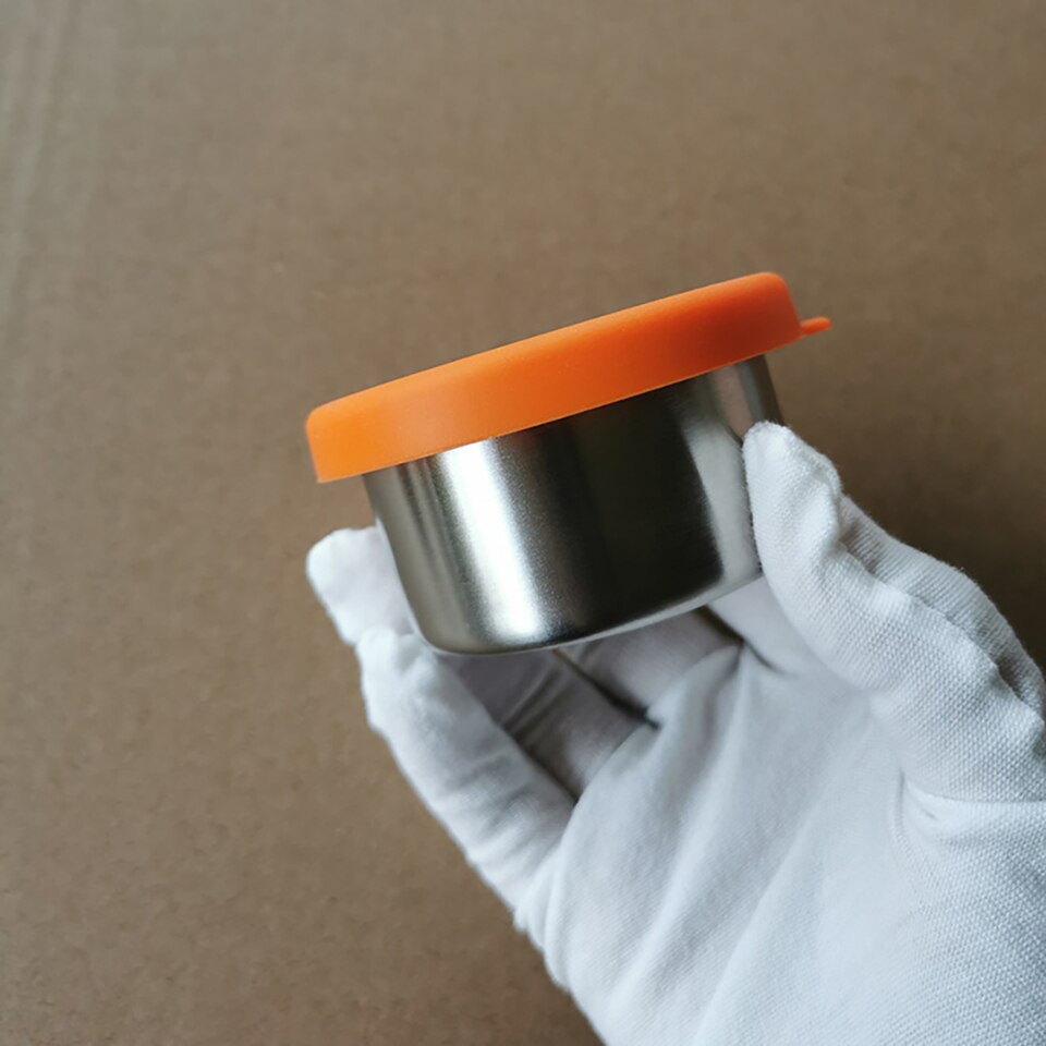 2PCS Portable Mini Sauce Storage Containers with Lid Stainless Steel Dipping Sauce Cups Fits in Bento Box For Lunch Salad