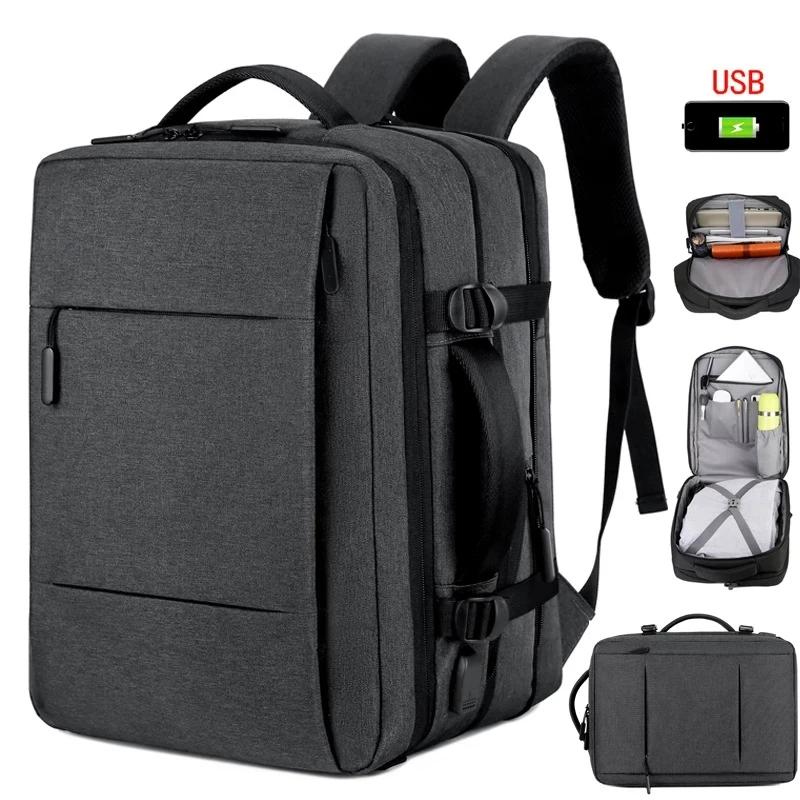 Classic Travel Backpack Men Business Backpack School Expandable USB Bag Large Capacity Laptop Waterproof Backpack