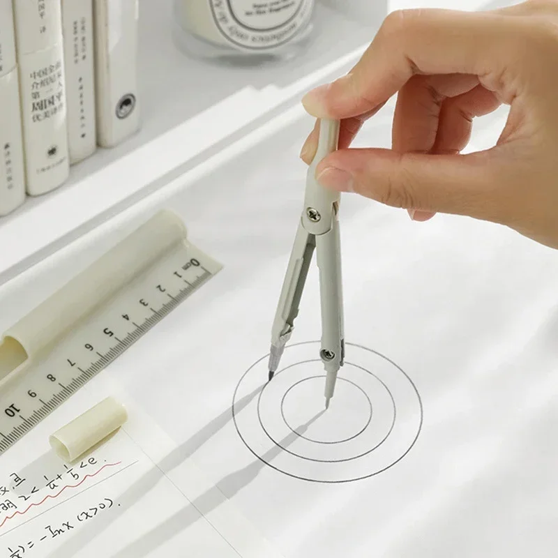 3-in-1 kompas geometrieset met liniaal potlood Kawaii multifunctionele tekening kompas wiskunde geometrie tool kantoor schoolbenodigdheden