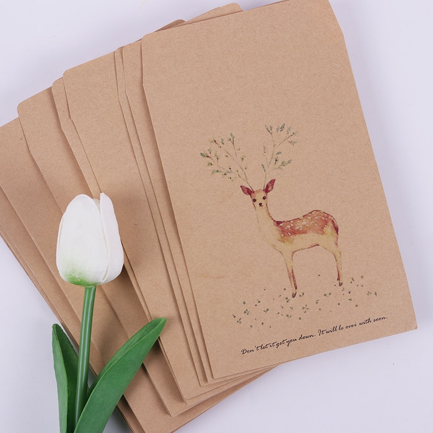 Vintage Kraft Paper Envelope DIY Retro Deer Envelopes Wedding Office Stationery Supplier 10 PCS