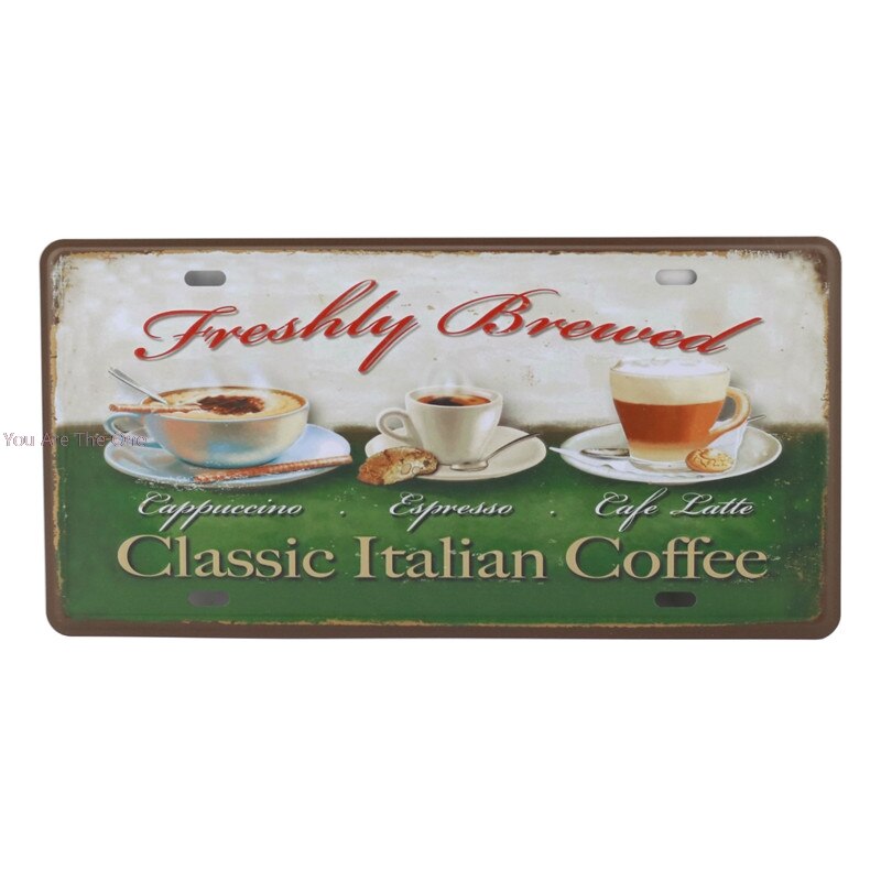 Fresh Brewed Coffee Menu Cafe Bar We are Open Closed Metal Tin Signs Iron Painting Home Plaque Wall Stickers Pub Cafe Shop: H