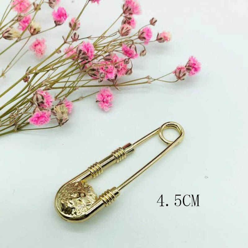 Broche de aleación con doble cabeza de león para hombre y mujer, alfileres de seguridad DIY, artefacto de cierre de cintura, traje, chaqueta, joyería decorativa, 3 uds.: Rodio plateado