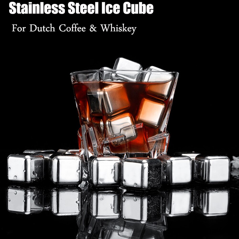 Stainless Steel Ice Cubes Reusable Chilling Stones For Whiskey Wine Dutch Coffee Cooler Tools
