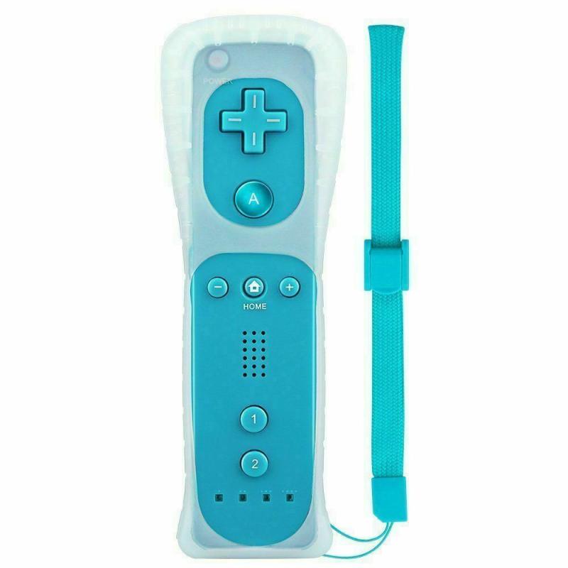 Mando a distancia inalámbrico con Bluetooth, todos los colores para Nintendo Wii, Mando de sincronización de mano izquierda/Nunchuck opcional con funda: Straight blue