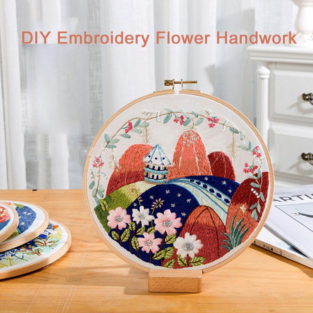 Decoração de bordado artesanal para iniciantes, kit de bordado, costura, faça você mesmo