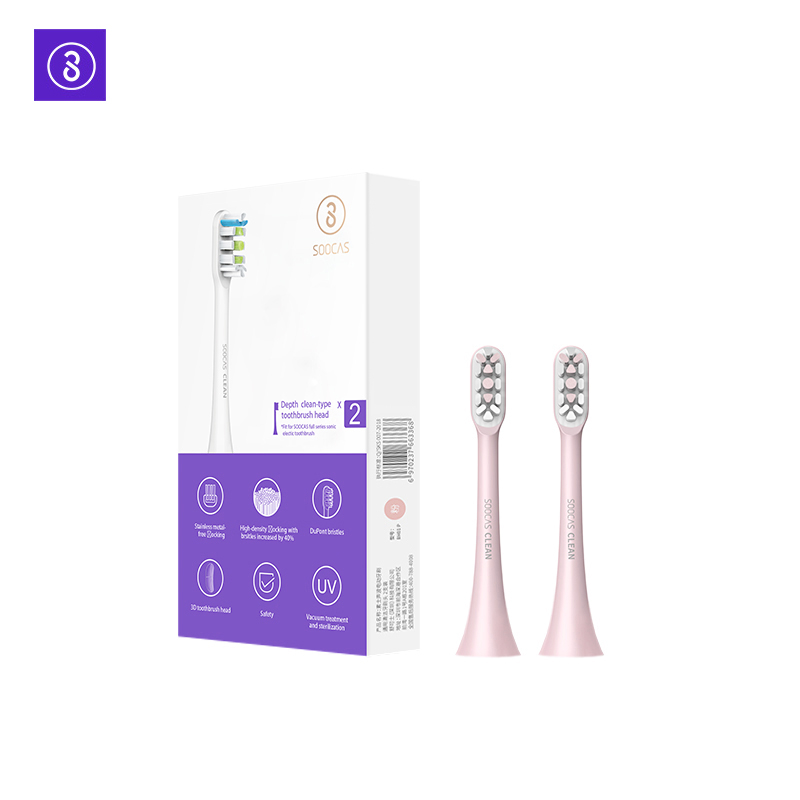 Soocas X3U X5 główki szczoteczek robić zębów 2 sztuk szczotka robić czyszczenia głowy dla X3U X5 X3 X1 V1 elektryczna soniczna szczoteczka robić zębów końcówki zamienne: 2 różowy heads