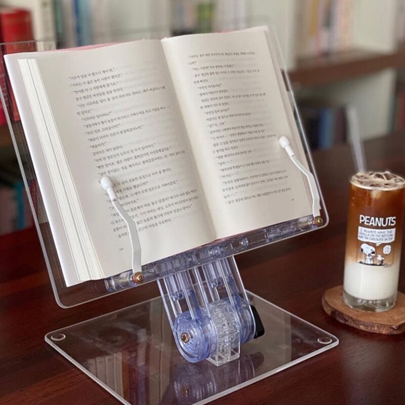 Étagère transparente en acrylique pour livre de lecture, support plat réglable pour tablette et PC