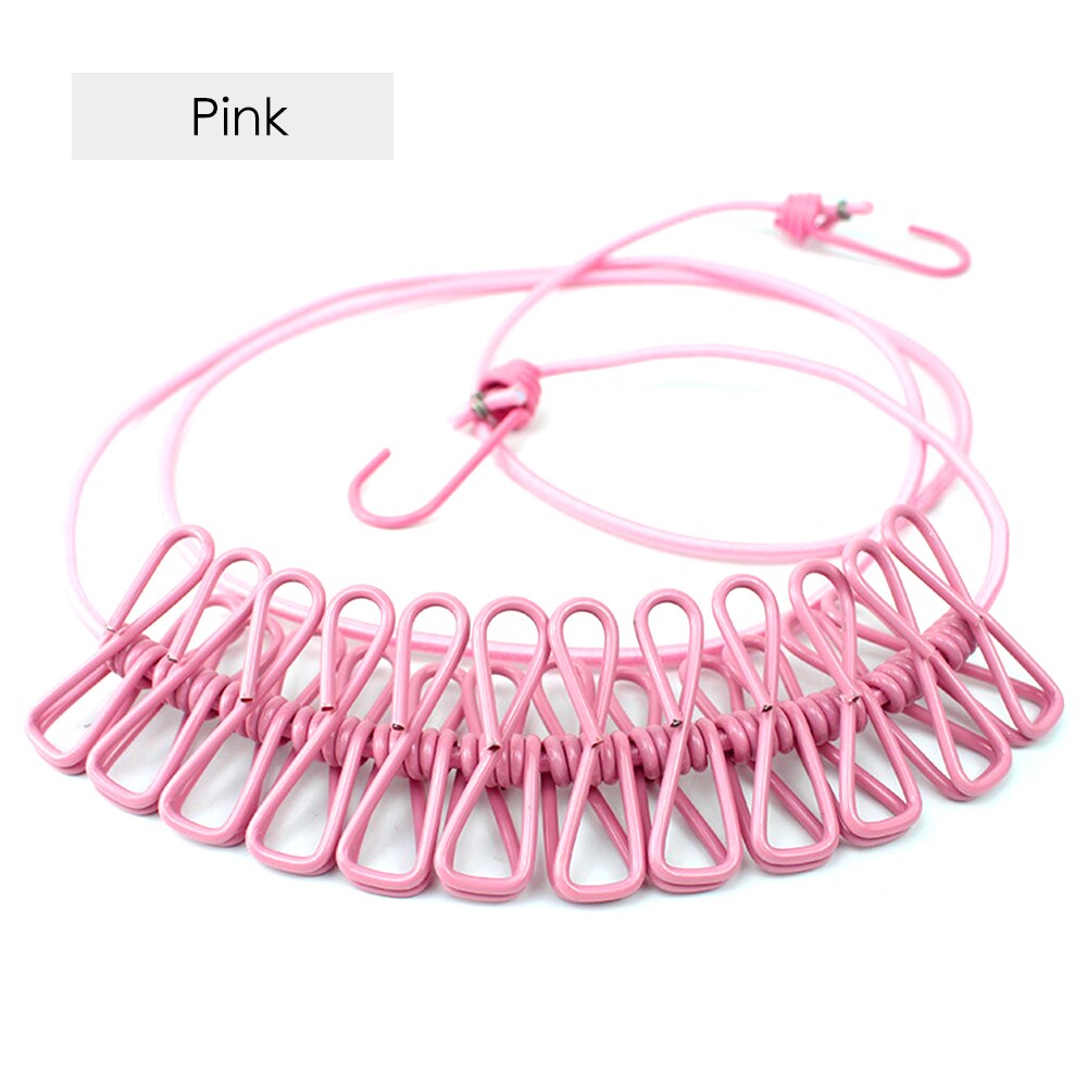 Corde à linge élastique avec 12 pièces pinces à linge Clips 2 crochets d'extrémité réglables: 8