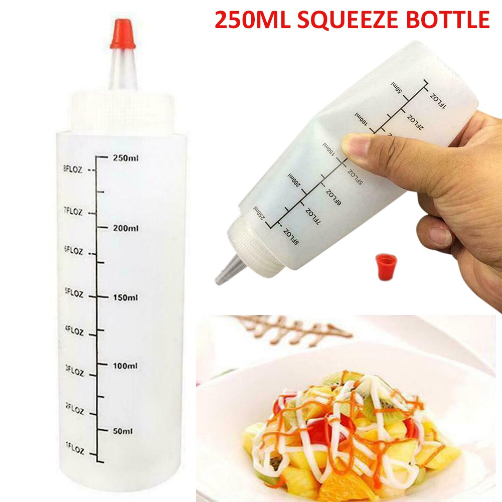 1pc 250ML Measuring Squeeze Bottle Condiment Dispenser Sauce Mustard Salad Squeeze Bottle Kitchen Accessories
