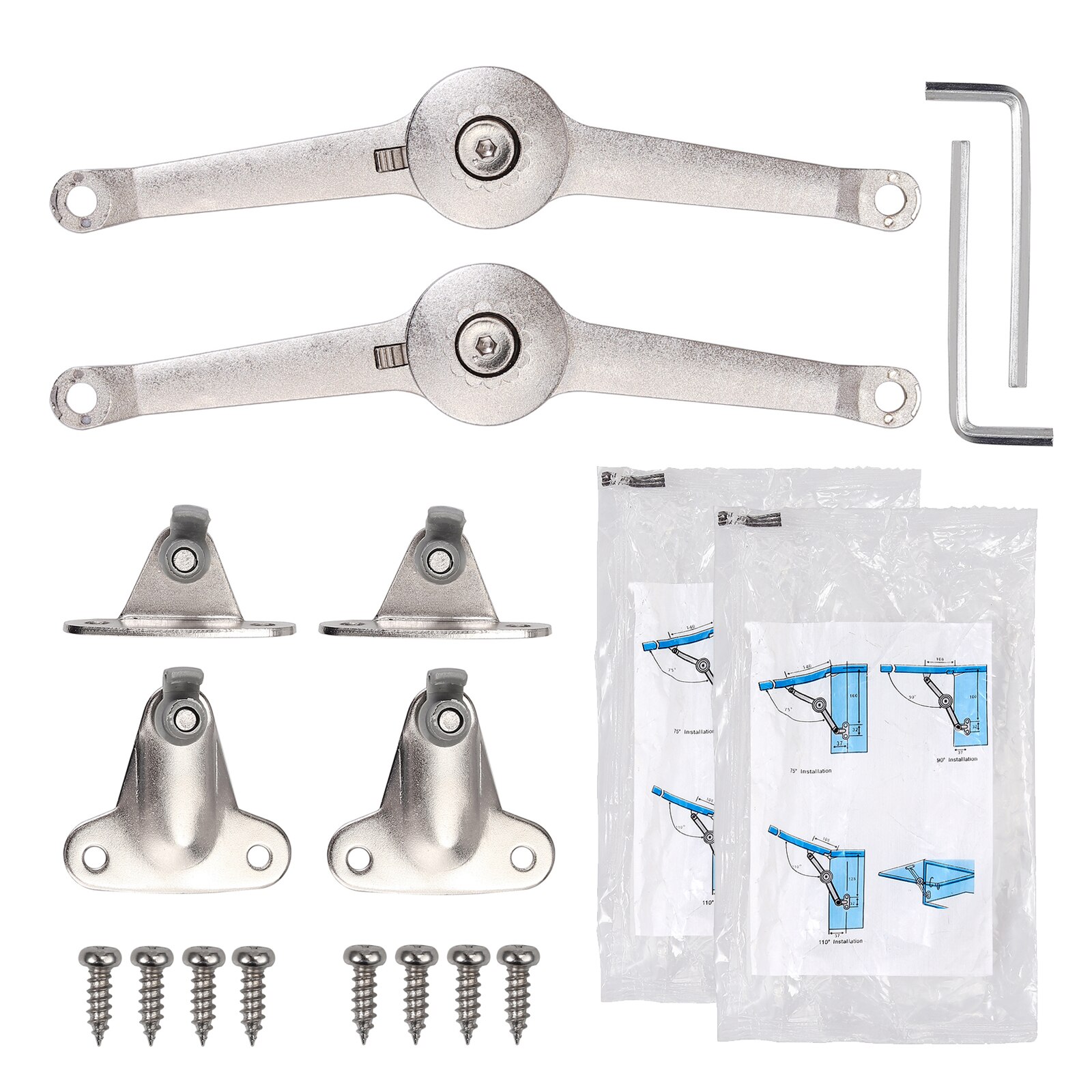 TANiCE 2 Pcs Pattern Free Stop Mechanical flap Support Hinge Movable Support Bar Cabinet Hardware Side Mounting Bracket Set