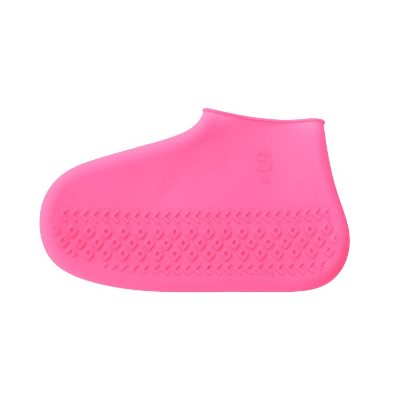 draussen Schuh Abdeckung Silikon Radfahren Regen Schuhe Stiefel Abdeckungen Mehrweg Wasserdichte Verdickung Nicht-rutsch Verschleiß Fuß Abdeckung Schützen: Rose / L