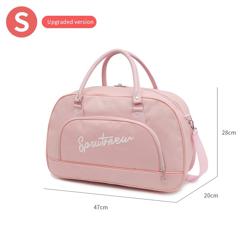 Female Travel Bags Women Large Capacity Hand Cabin Luggage Bags Casual Shoulder Weekend Bag: S   Upgraded PINK