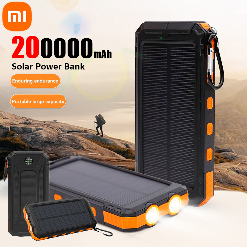 Xiaomi 200000 Cargador portátil de gran capacidad Solar Power Bank mAh Compatible con IOS Android USB-A y USB-C de carga rápida