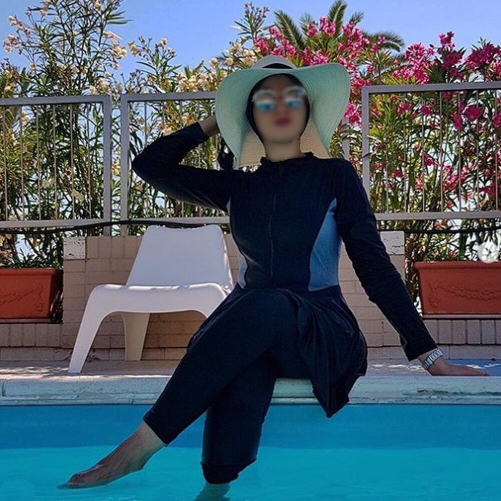 Women's Modest Muslim Swimwear Burkini - 3 Piece Long Sleeve Full Coverage Swimsuit