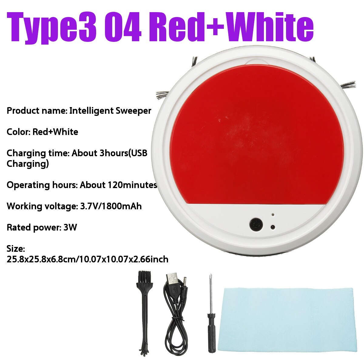 7 Stijlen Volautomatische Smart Robot Stofzuiger Usb Opladen Vegen Robot Droge En Natte Mop Uv Desinfectie Cleaner: Type3 04 Red White