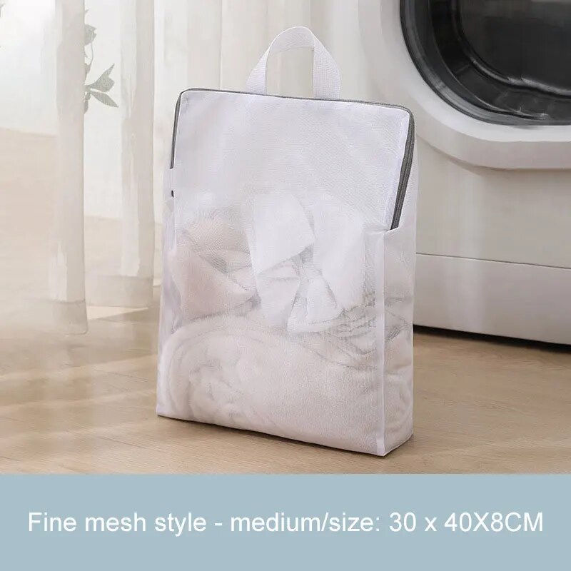 1pc saco de lavanderia 3d com saco de malha desenhável máquina de lavar filtro saco de malha anti deformação saco de lavanderia: Branco