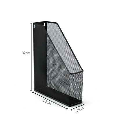 Black Silver Magazine File Holder Metal Mesh Bookends Desktop Organizer Shelf Grid Document Book Holder Support Stand Storage: B
