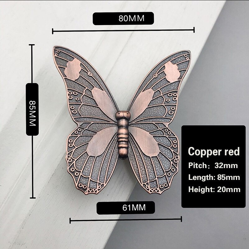 3d sommerfugl knop antik bronze messing møbler håndtag vintage køkkenhåndtag kommode skuffeskab træk knapper skuffe indretning: 4