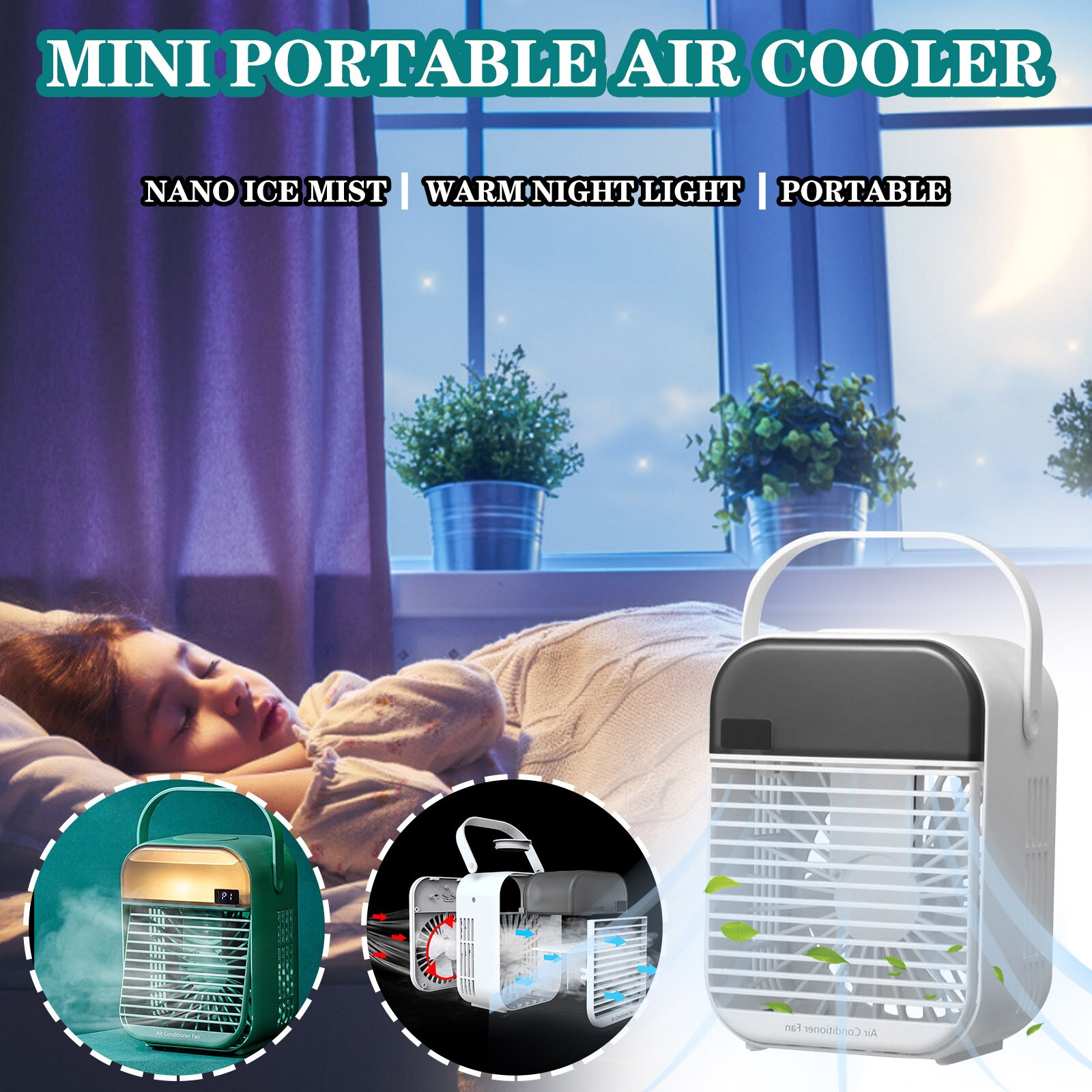 USB Fan Mini Air Cooler Portable Desktop Cooling Fan Student Dormitory Air Condition USB Portable Fan Summer Gadget