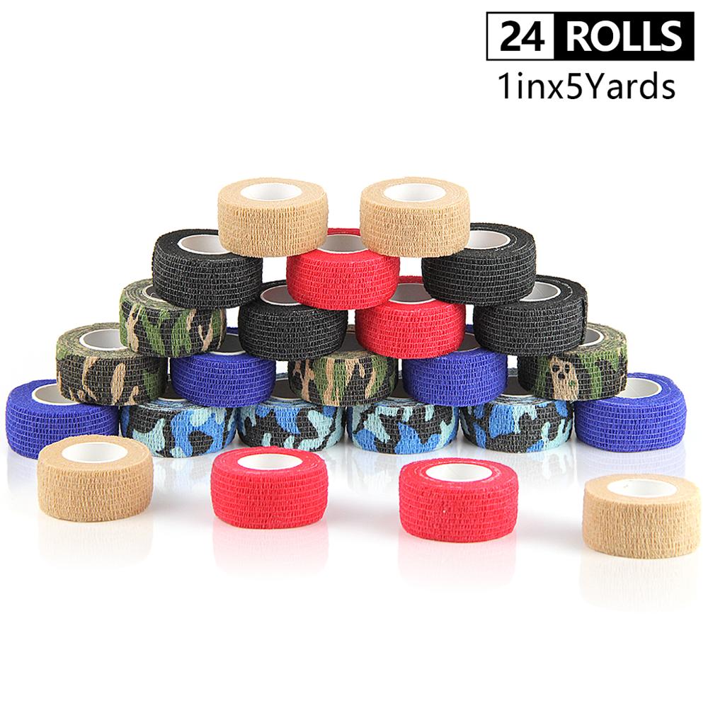 2.5Cm 24 Rolls Zelfklevend Bandage Aanhangend Elastische Samenhangend Camouflage Bandage Voor Vinger Geweven Sport Bandage: Multicolor