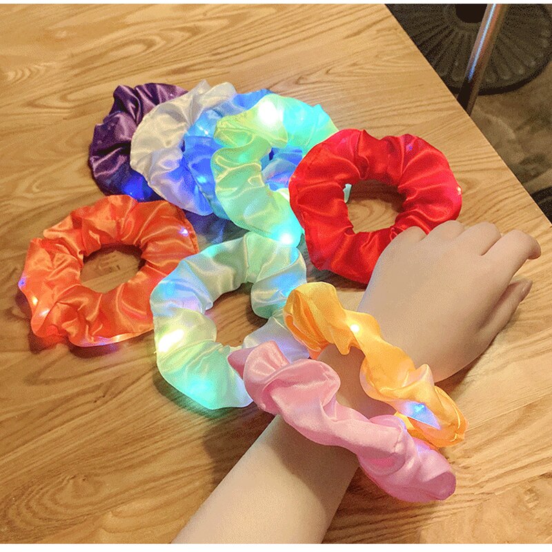 Led lysende tykktarm hår ring hode pave strikk artefakt utstyr hår tau slips hode gummibånd lysende hodeplagg