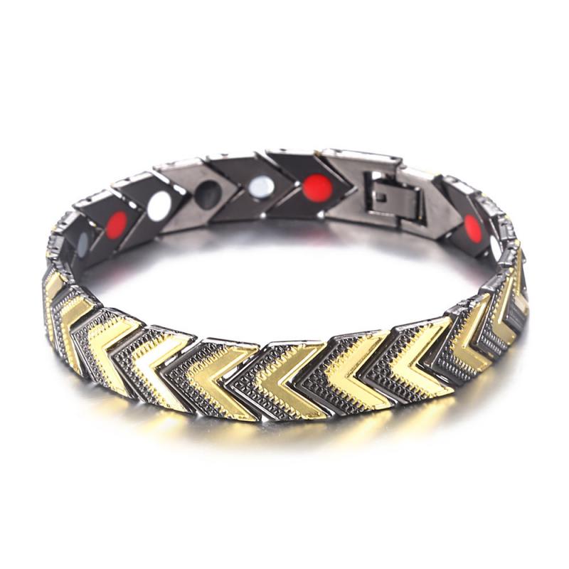 Bracelet magnétique pour hommes et femmes, énergie thérapeutique, guérison, thérapie, arthrite, Stress, soulagement de la douleur, bijoux à la: Black