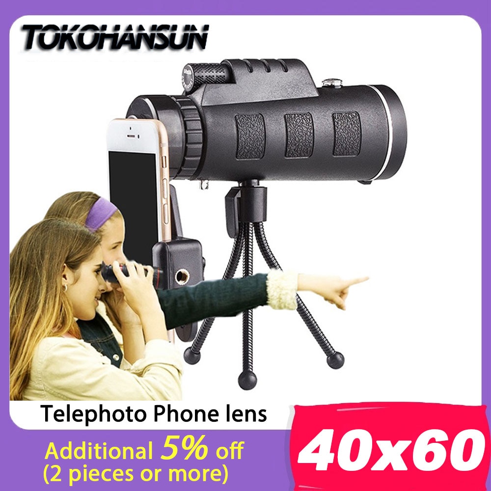 40x60 HD Telescope Mobile Phone Zoom Camera Lens Optical Telescopes Telescopio Monocular Telephoto Lenses for Smartphone