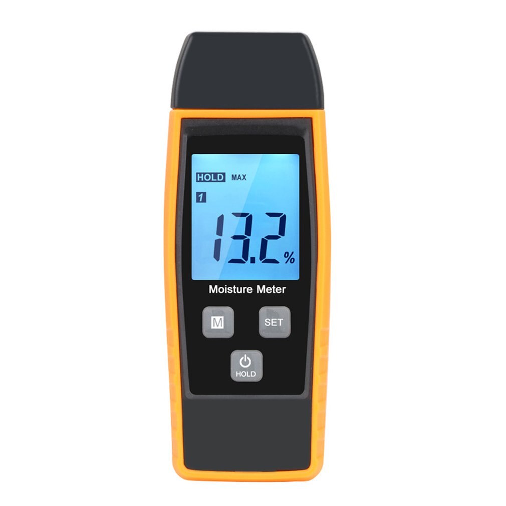 Fugtmåler, digital lcd fugtdetektor, træ mursten fugtighed campingvogn tester sort-orange