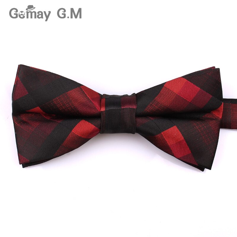 Kostym flugor för män polyester cravats justerbar fluga för bröllopsfest brudgummen fjäril vuxen rutig fluga