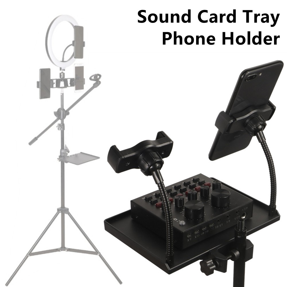 Microphone Stand Sound Card Tray Bracket 6cm To 10cm Width Smartphone Devices Guitar Performance Live Smartphone Holder
