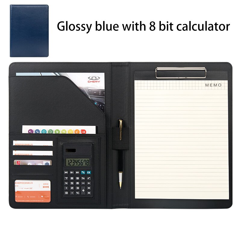 335*240mm A4 multifunktions Geschäft Büro Gewidmet Ordner Vertriebsleiter Leder Clip/vertragsunterzeichnung Carpetas Pasta Escolar: glänzend Blau 8 bisschen
