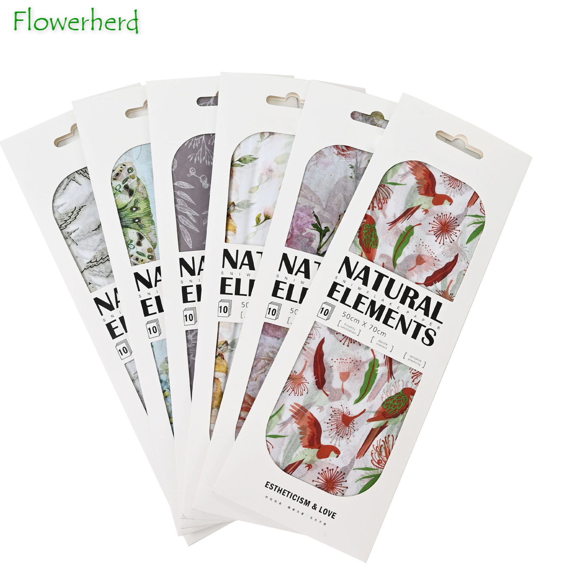 10pcs/lot 50x70cm DIY Flora Fauna Tissue Paper Wrapping Paper Clothing Packing Flower Bouquet Packaging Paper Craft Paper