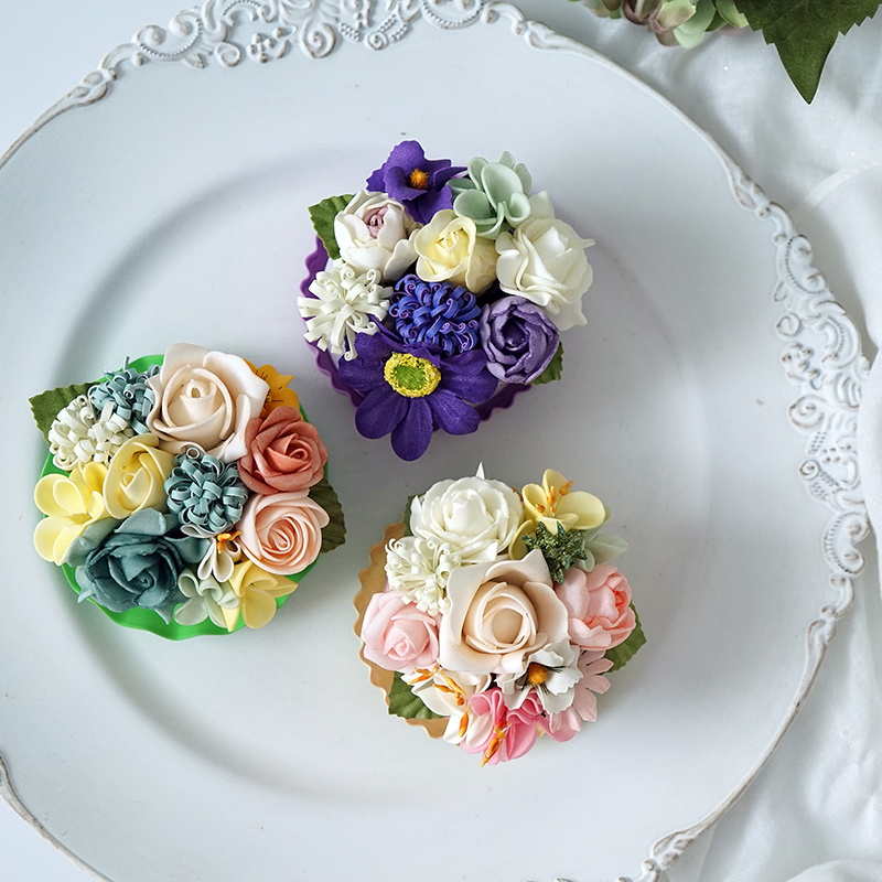 Bakken winkel etalage Bloem winkel etalage kunstbloem mand taart decoratie Bruiloft dessert tafel rekwisieten thuis