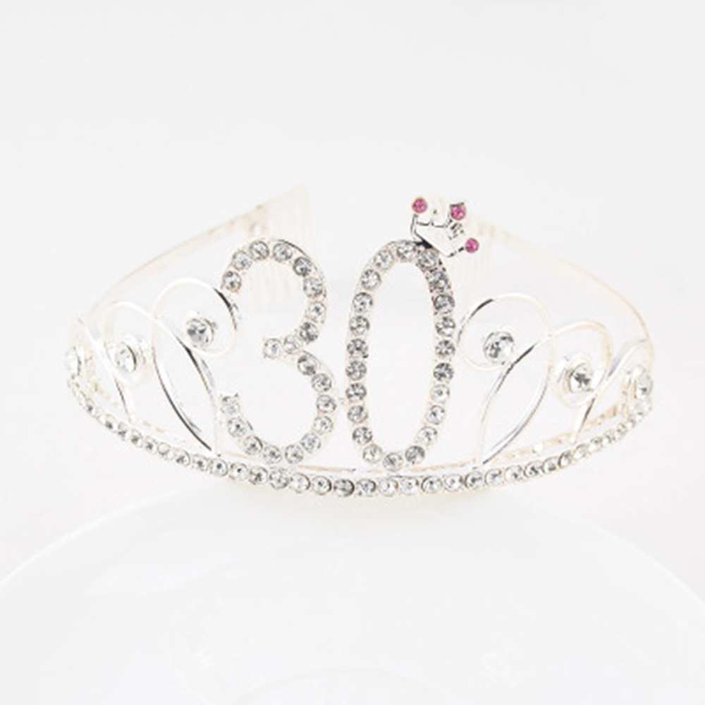 16 18 21th Verjaardag Prinses Tiara Kroon Hoofdband Bruids Haar Band Haar Accessoires Hoofdtooi Bruiloft Voor Vrouwen Anniversary 30: Silver-30