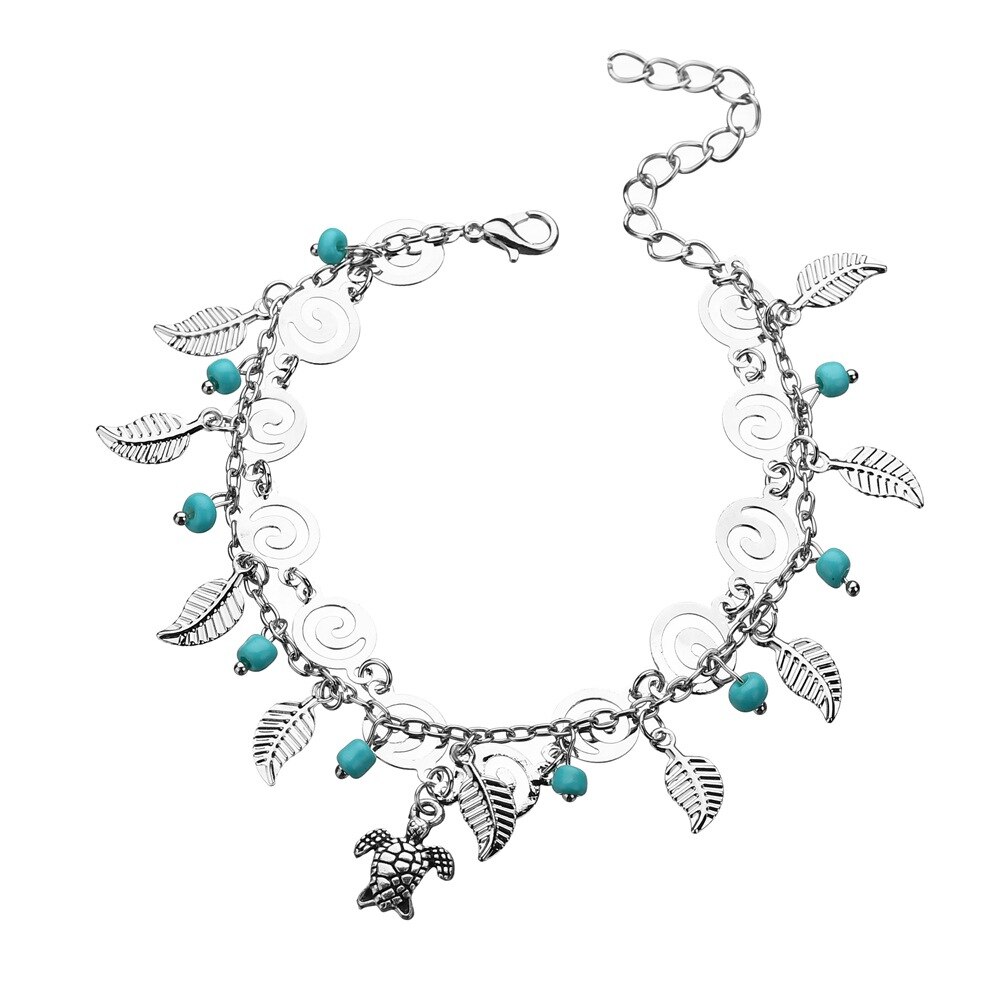 3D icon ankle bracelet foot jewelry barefoot sandal foot jewelry barefoot sandal leaf tree anglets peacock blue ball