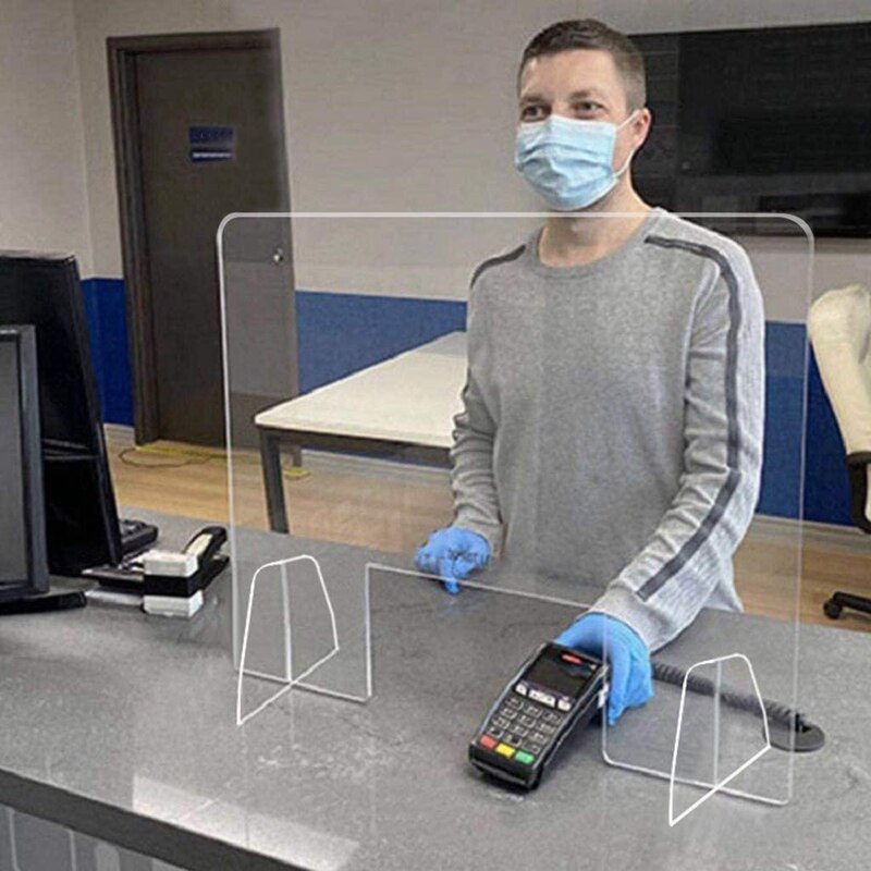 Protective Sneeze Guard, Clear Acrylic Plexiglass Shield for Counters, Food Screen, Transaction Window for Employers,