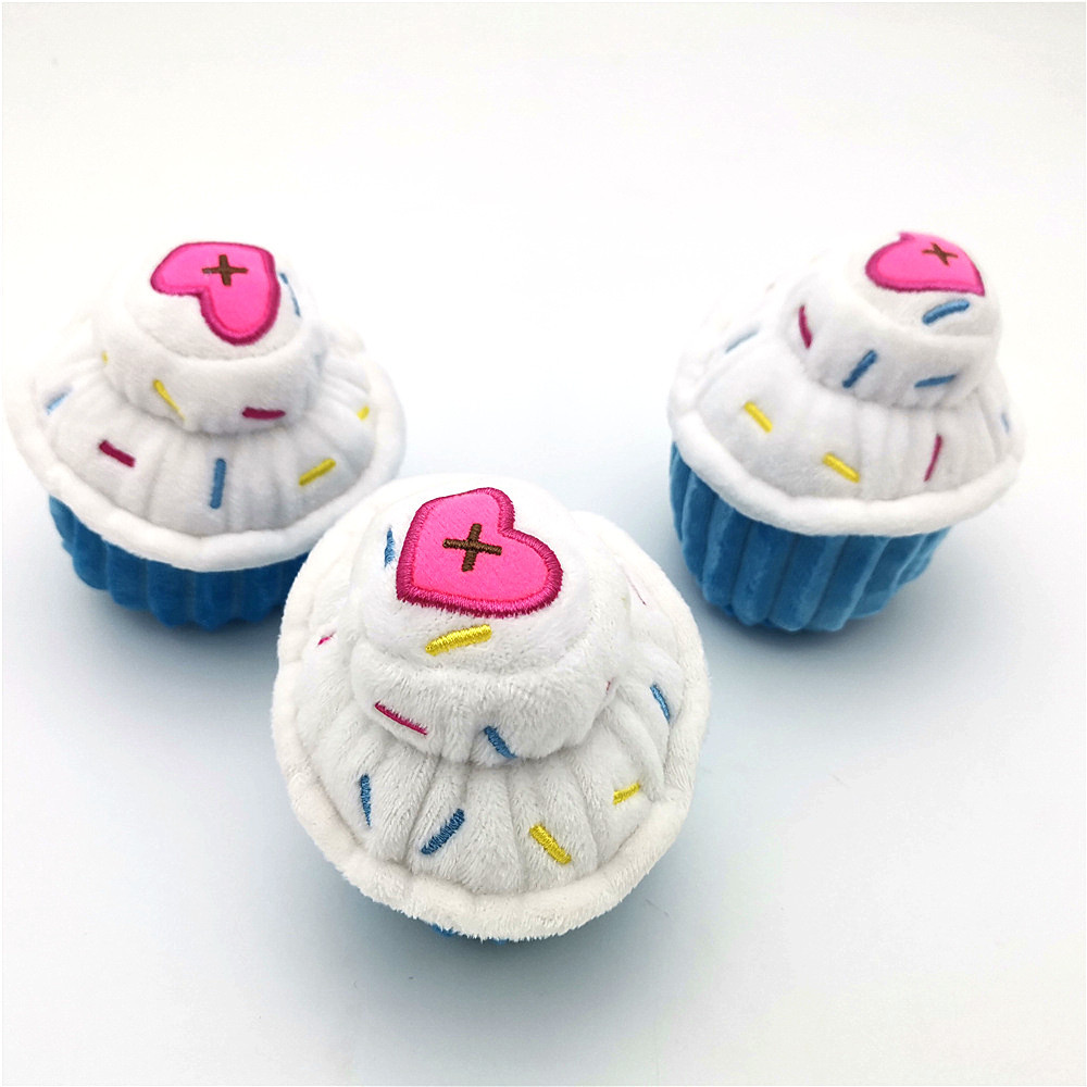 Juguetes de peluche con forma de pastel de cumpleaños para perro, mordedor de entrenamiento para cachorro y gato, juguete suave, suministros de accesorios para mascotas
