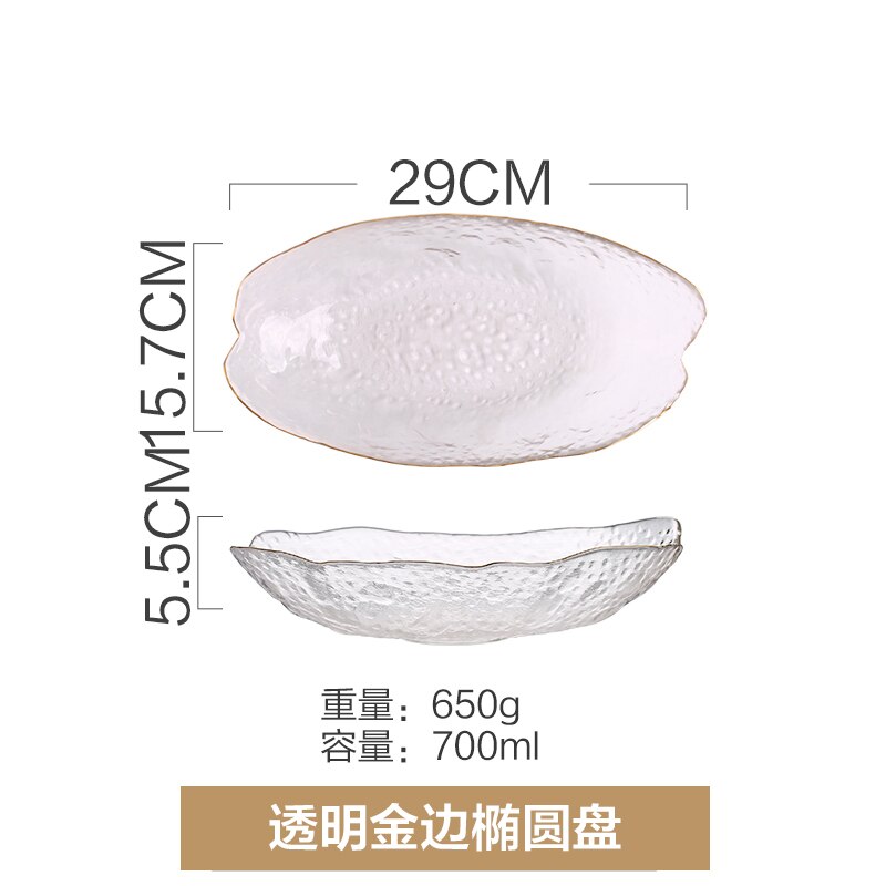 Gray Crystal Glass Fruit Plate Electroplating Golden Border Dessert Dessert Plate Pastry Salad Plate Kitchen Utensils: B