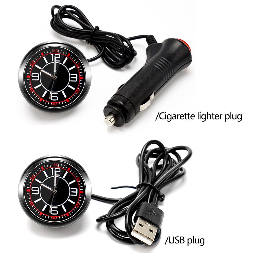 Universal Car Dashboard Clock Quartz Luminous Clock Glass Mirror Car Stick-on Clock Watch Automotive Accessories Watch