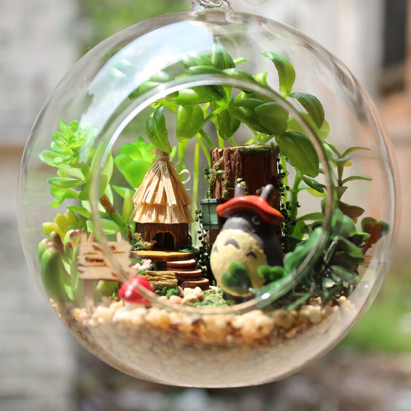Diy poppenhuis miniatuur poppenhuis met meubels glazen bol huis voor poppen model casa verjaardag speelgoed voor kinderen  b006 # e: B010