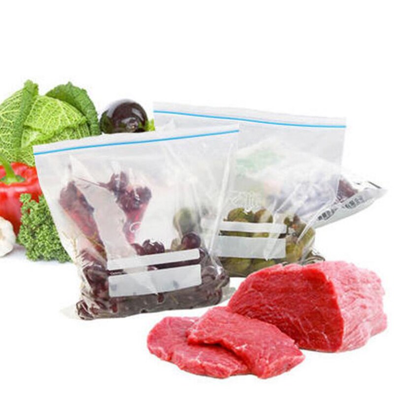 48PCS Reusable Fresh Zipper Bag Freezing Heating Food Saran Wrap Storage Bag Versatile Vacuum Sealed Bag Kitchen Accessories