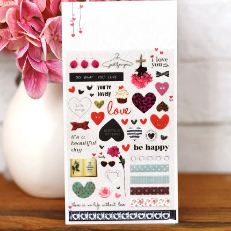 Sonia Love in realtà adesivi cuore rosa rosa fustellatura Scrapbooking Hobby diario fai da te Planbook decorazione materiale PET