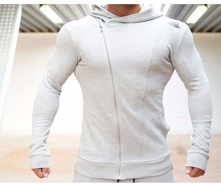 Top con capucha de manga larga para entrenamiento, ropa de entrenamiento elástica transpirable para correr, chaqueta deportiva, suéter, chándal para hombre, ropa deportiva: XXL / Gris