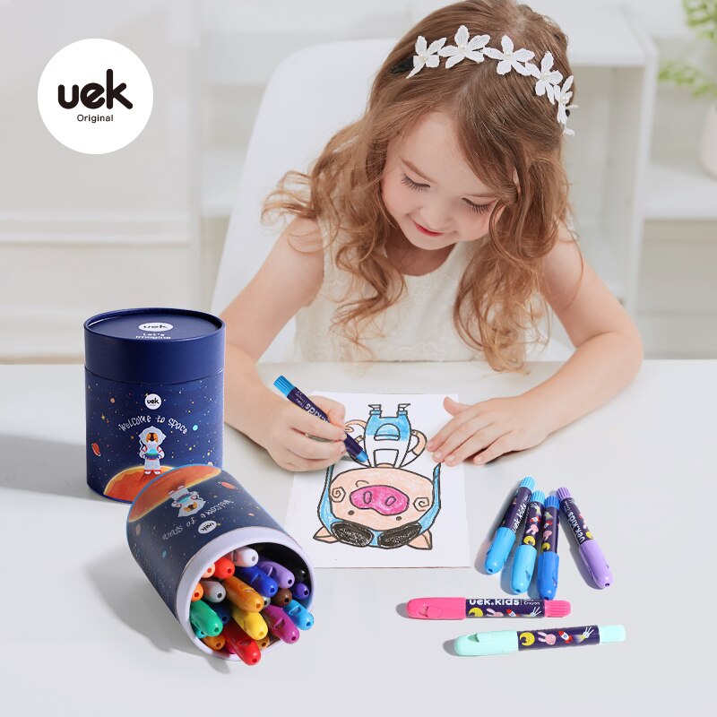 24pcs Kids Washable Crayons Non Toxic Silky Washable Twistable Gel Crayon Large Crayons Safe for Baby Children Pastel Watercolor