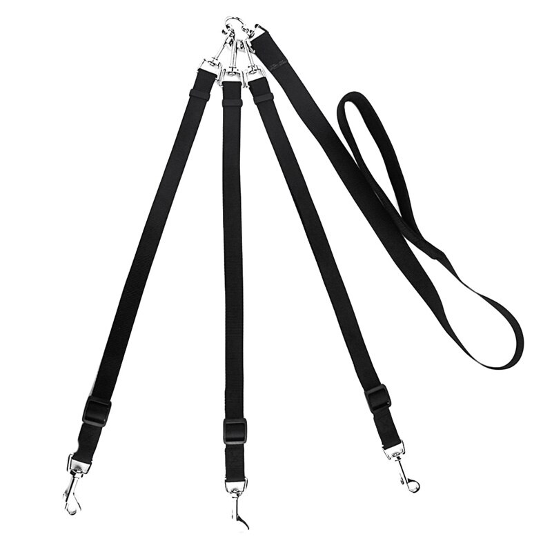 Nylon Weave Drie Hoofden Een Drag Drie Hondenriem Vierkante Ronde Touw Huisdier Tractie Riem Hond Keten Sterke Veiligheid Hond lead Riemen: Black