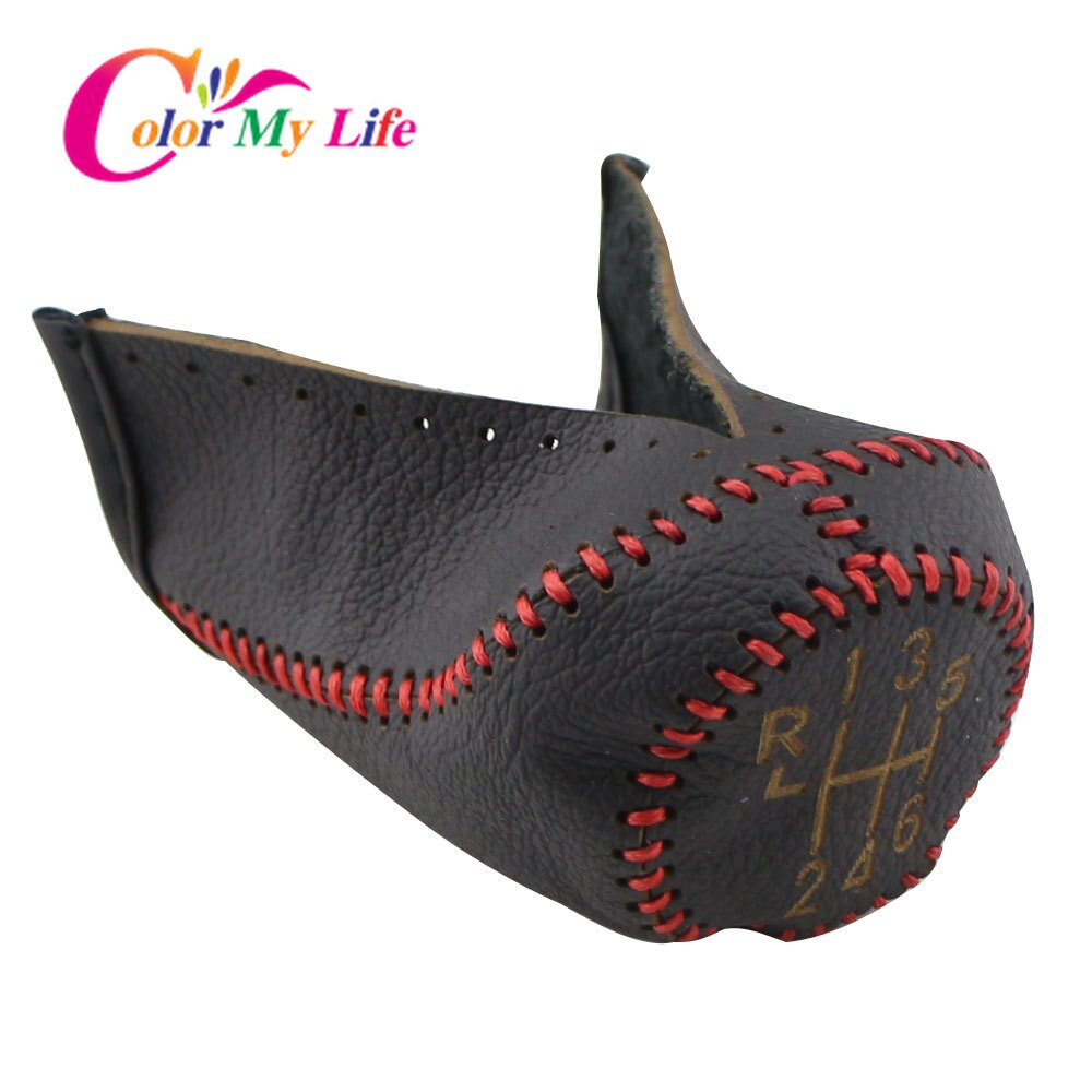 Color My Life Leather 5 6 Speed Car Gear Head Collars for Renault Clio MK3 III Megane MK2 Scenic MK2 Kangoo MT Shift Knob Cover