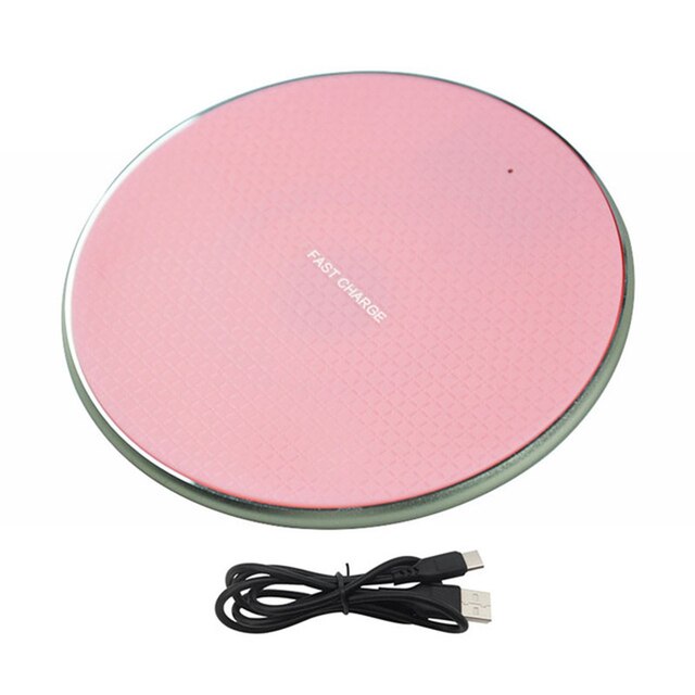 10w K8 rond métal sans fil chargeur téléphone portable efficace Induction chargeur sans fil chargeur: pink