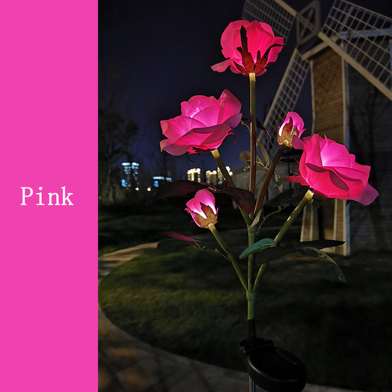 5 hoder solcellelamper utendørs dekorative solcellelamper roseblomst plenlampe til hage terrasse hagedekor: Blå