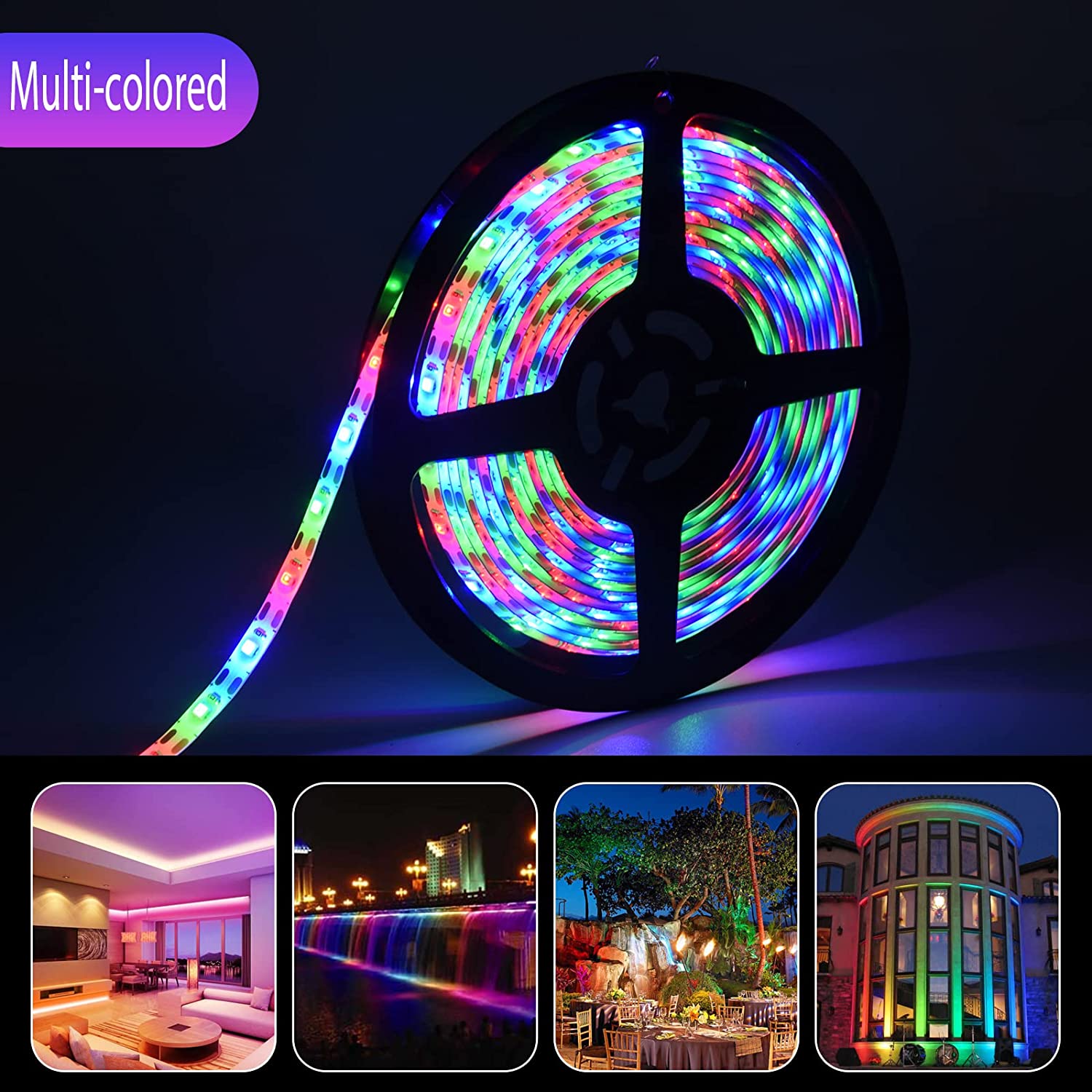 Solar LED Strip Lights Outdoor,IP67 Waterproof 480 LED Solar Powered LED Lights Strip,8 Lighting Modes,for Pergola Gardens Patio: RGB / 5m 300LEDS