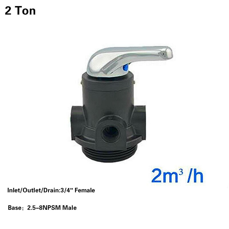 Válvula de lavado Manual para filtro de agua, dispositivo de enjuague y lavado de arena, válvula de Control multipuerto, flujo máximo de 2 toneladas, 4 toneladas, 6 toneladas: 2 Ton